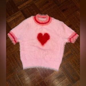 Kimchi Blue Cropped Fuzzy Heart Sweater Sz. S
